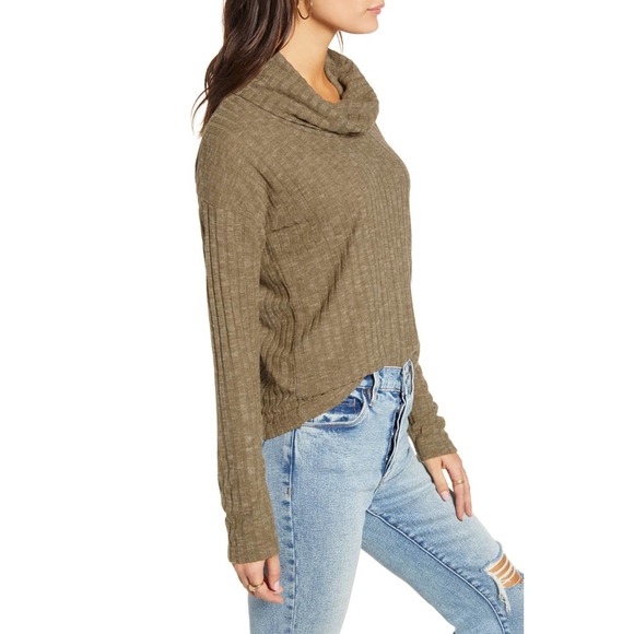BP. Olive Italy Cozy Ribbed Turtleneck Top L - Picture 2 of 4